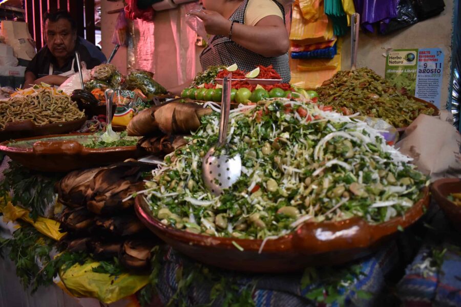 Habas, nopales platillos típicos Mexico Mercado